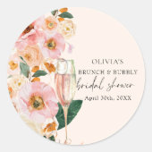Rosa Blumenbrunch & Brautdusche Runder Aufkleber (Vorderseite)