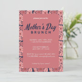 Rosa Blumenbrunch Einladung zum Muttertag (Stehend Vorderseite)