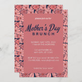 Rosa Blumenbrunch Einladung zum Muttertag (Vorne/Hinten)