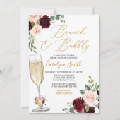 Rosa Blumenbrunch und Brautparty Einladung (Vorderseite)