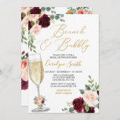 Rosa Blumenbrunch und Brautparty Einladung (Vorne/Hinten)