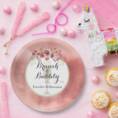 Rosa BlumenBrunch und sprudelnder Polterabend Pappteller (Party)