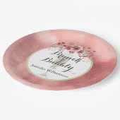 Rosa BlumenBrunch und sprudelnder Polterabend Pappteller (Schrägansicht)