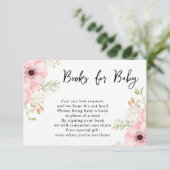 Rosa Blumenbücher für Babydusche Begleitkarte (Stehend Vorderseite)