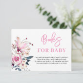 Rosa Blumenbücher für Babyduschkarte Begleitkarte (Stehend Vorderseite)