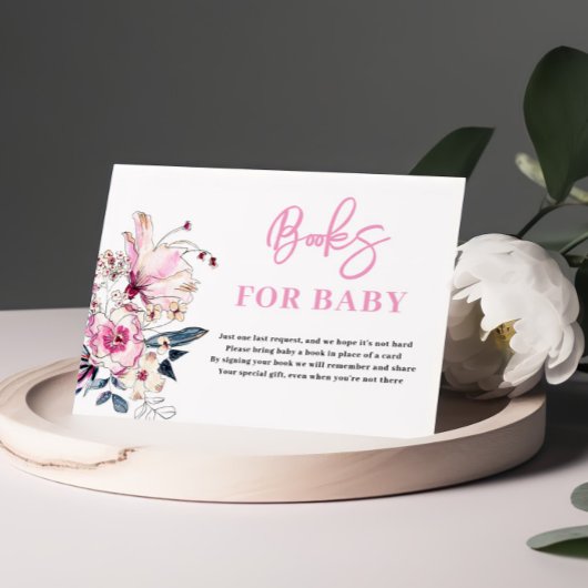 Rosa Blumenbücher für Babyduschkarte Begleitkarte