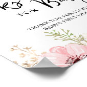 Rosa Blumenbücher für Babysignatur Poster (Ecke)