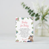 Rosa Blumenbücher für Babywünsche Begleitkarte (Stehend Vorderseite)