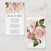 Rosa Blumenbücher für die Babydusche Begleitkarte (Vorne/Hinten)