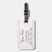 Rosa BlumenBündel u. Streifen mit Monogramm Gepäckanhänger (Vorderseite vertikal)