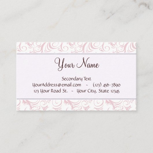 Rosa BlumenBündel u. Streifen mit Monogramm Visitenkarte (Vorderseite)