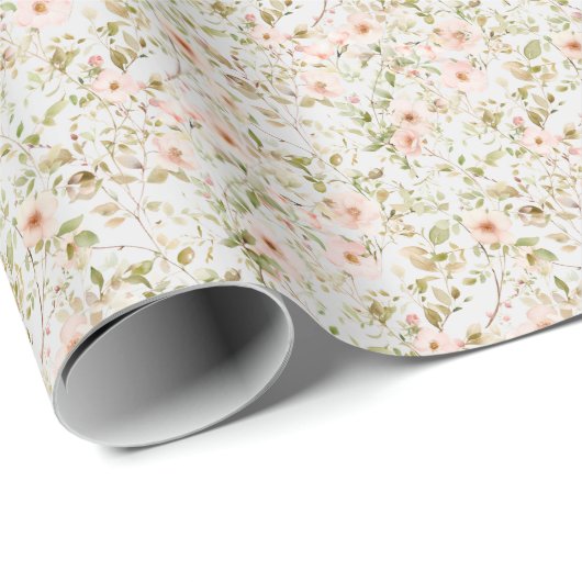 Rosa Blumencocktail Coquette Wrapping Paper Geschenkpapier (Rolleneckpunkt)