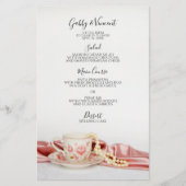 Rosa Blumencocktail mit Pearls Wedding Menu (Vorderseite)