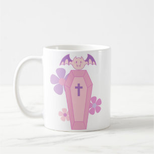 Rosa Blumencoffin und Fledermaus Kaffeetasse