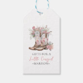 Rosa Blumencowgirl Stiefel und Green Bay Dusche Geschenkanhänger (Vorderseite)