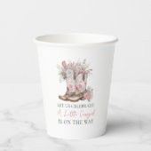 Rosa Blumencowgirl Stiefel und Green Bay Dusche Pappbecher (Rückseite)