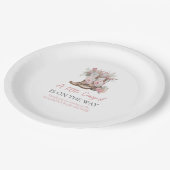 Rosa Blumencowgirl Stiefel und Green Bay Dusche Pappteller (Schrägansicht)