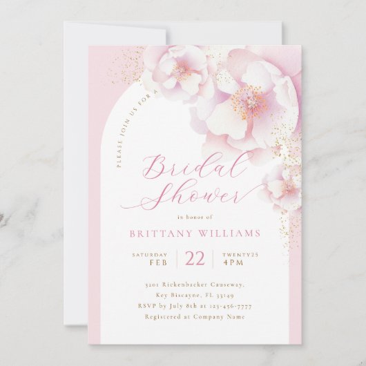 Rosa Blumendach Bridal Dusche Einladung (Vorderseite)