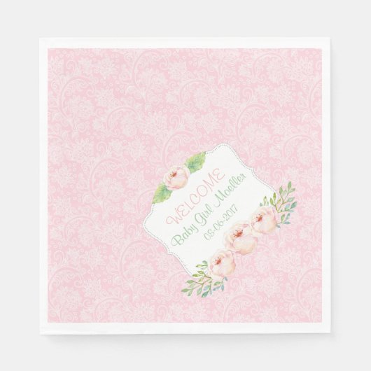 Rosa Blumendach Napoleon / Mädchendusche Serviette (Vorderseite)