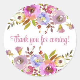 Rosa Blumendanken für das Kommen Runder Aufkleber