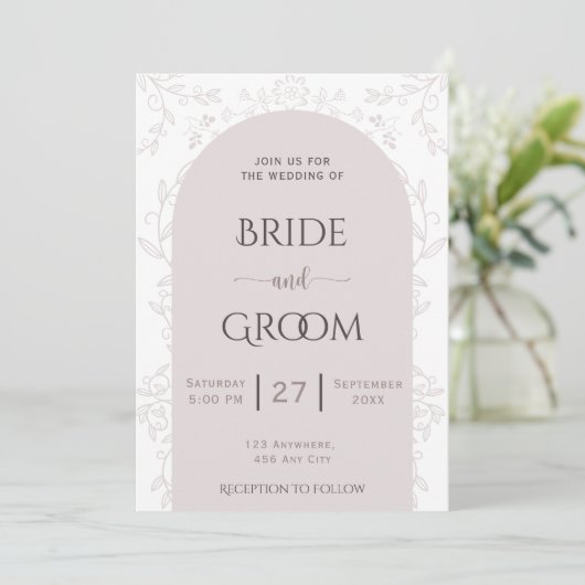 Rosa Blumendesign & Goldene Rose Touch Hochzeit Einladung (Stehend Vorderseite)