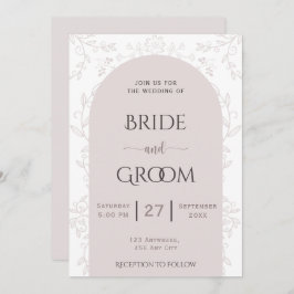 Rosa Blumendesign & Goldene Rose Touch Hochzeit Einladung