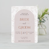 Rosa Blumendesign & Goldene Rose Touch Hochzeit Folieneinladung (Stehend vorne)