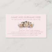 Rosa Blumendesign mit Hunden von Katzen Visitenkarte (Rückseite)
