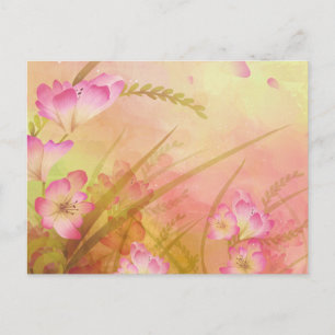 rosa Blumendesign Postkarte
