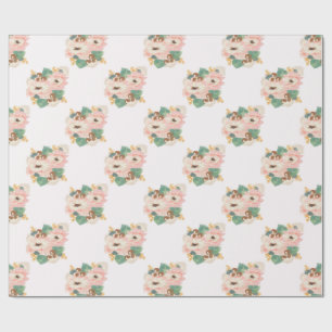 Rosa Blumendrachen-Geschenkpapier Geschenkpapier