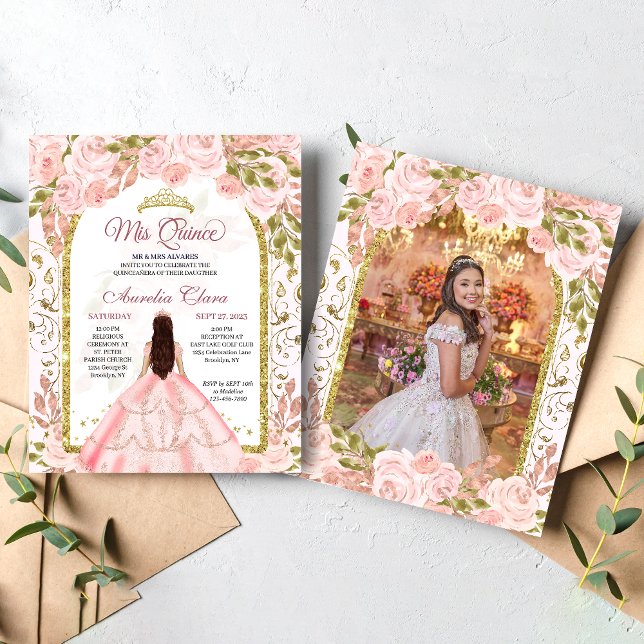 Rosa Blumendruckerei Foto Quinceanera (Von Creator hochgeladen)