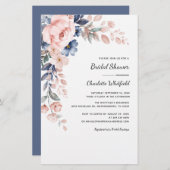 Rosa Blumendusche Botanische Bridale Einladung (Vorne/Hinten)