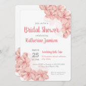 Rosa Blumendusche Einladung (Vorne/Hinten)