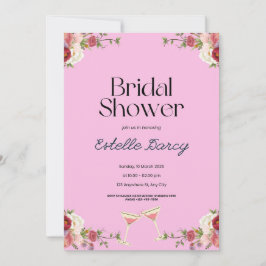 Rosa Blumendusche Einladung