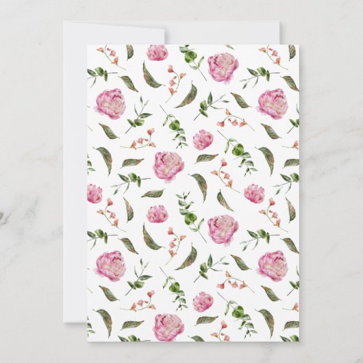 Rosa Blumendusche Einladung (Rückseite)