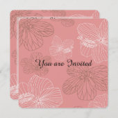 Rosa Blumendusche Einladung (Vorne/Hinten)