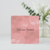 Rosa Blumendusche Einladung (Stehend Vorderseite)