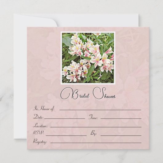 Rosa Blumendusche Einladung (Vorderseite)