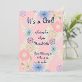 Rosa Blumendusche Einladung (Stehend Vorderseite)