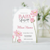 Rosa Blumendusche Einladung (Stehend Vorderseite)