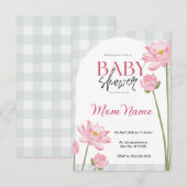 Rosa Blumendusche Einladung (Vorne/Hinten)