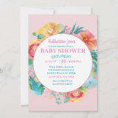 Rosa Blumendusche Einladung (Vorderseite)