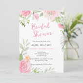 Rosa Blumendusche Einladung (Stehend Vorderseite)