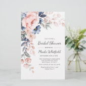 Rosa Blumendusche Einladung Briefpapier (Stehend Vorderseite)