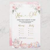 Rosa Blumendusche Tee Party Wie alt Eltern (Vorne/Hinten)