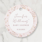 Rosa Blumendusche Wildblume Mädchen Dusche Danke Geschenkanhänger (Vorderseite)