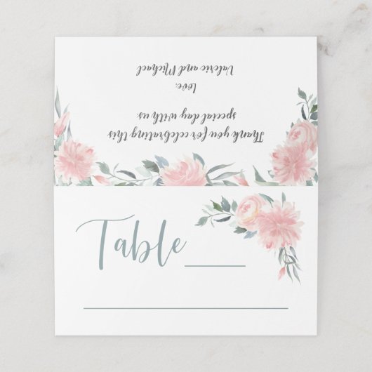 Rosa Blumenecke Hochzeit und Bankett Platzkarte (Außenseite Aufgefaltet)