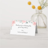 Rosa Blumenecke Hochzeit und Bankett Platzkarte (Rückseite)