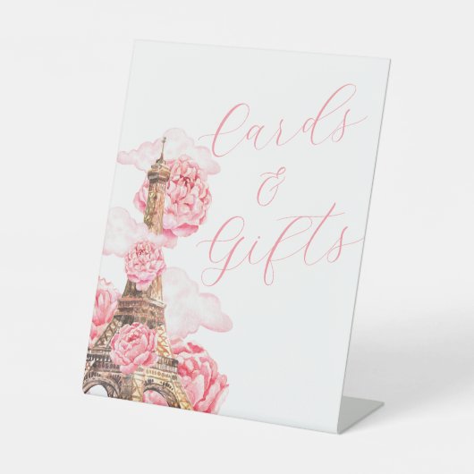 Rosa Blumeneiffelturmkarten - Brautparty Sockelschild (Vorderseite)