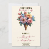 Rosa Blumeneis Creme Scoopup Brautparty Einladung (Vorderseite)